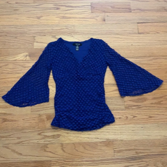 Style & Co PP Royal Blue Blouse with Bell Sleeves - Picture 6 of 8